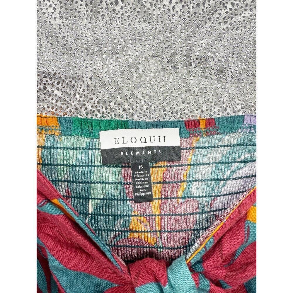 ELOQUII Elements Women's Plus Size Tie Front Tank Dress Linen Blend Floral 16 - Picture 2 of 9